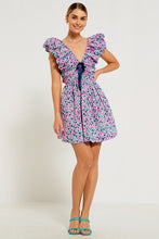 Load image into Gallery viewer, Gathered Bodice Bow Front Mini Dress - Jewel Floral