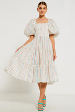 Load image into Gallery viewer, Balloon Sleeve Midi Dress - Lurex Stripe