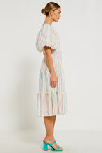 Load image into Gallery viewer, Balloon Sleeve Midi Dress - Lurex Stripe