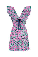 Load image into Gallery viewer, Gathered Bodice Bow Front Mini Dress - Jewel Floral