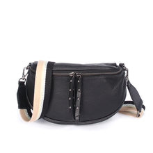 Load image into Gallery viewer, Crossbody Bag – Black/Gunmetal with Metallic Strap