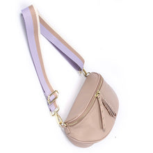 Load image into Gallery viewer, Crossbody Bag – Toffee/Gold with Lilac Strap