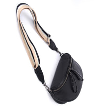 Load image into Gallery viewer, Crossbody Bag – Black/Gunmetal with Metallic Strap