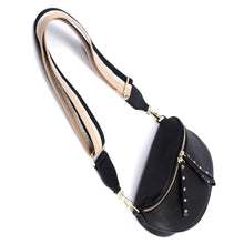 Load image into Gallery viewer, Crossbody Bag – Black/Gunmetal with Metallic Strap