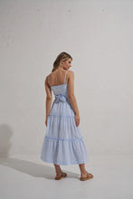Load image into Gallery viewer, Mon Renn - Serene Midi Dress - Blue White Stripe