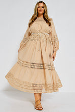 Load image into Gallery viewer, Bohemian Traders Lace Tiered Maxi Dress - Natural