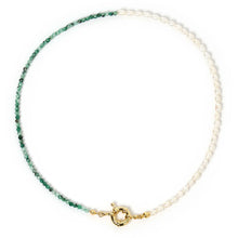 Load image into Gallery viewer, Suri Pearl and Gemstone Necklace - Green Spectrolite