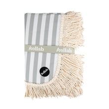 Load image into Gallery viewer, Kollab - Holiday Fringed Picnic Mat Sage Stripe