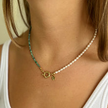Load image into Gallery viewer, Suri Pearl and Gemstone Necklace - Green Spectrolite